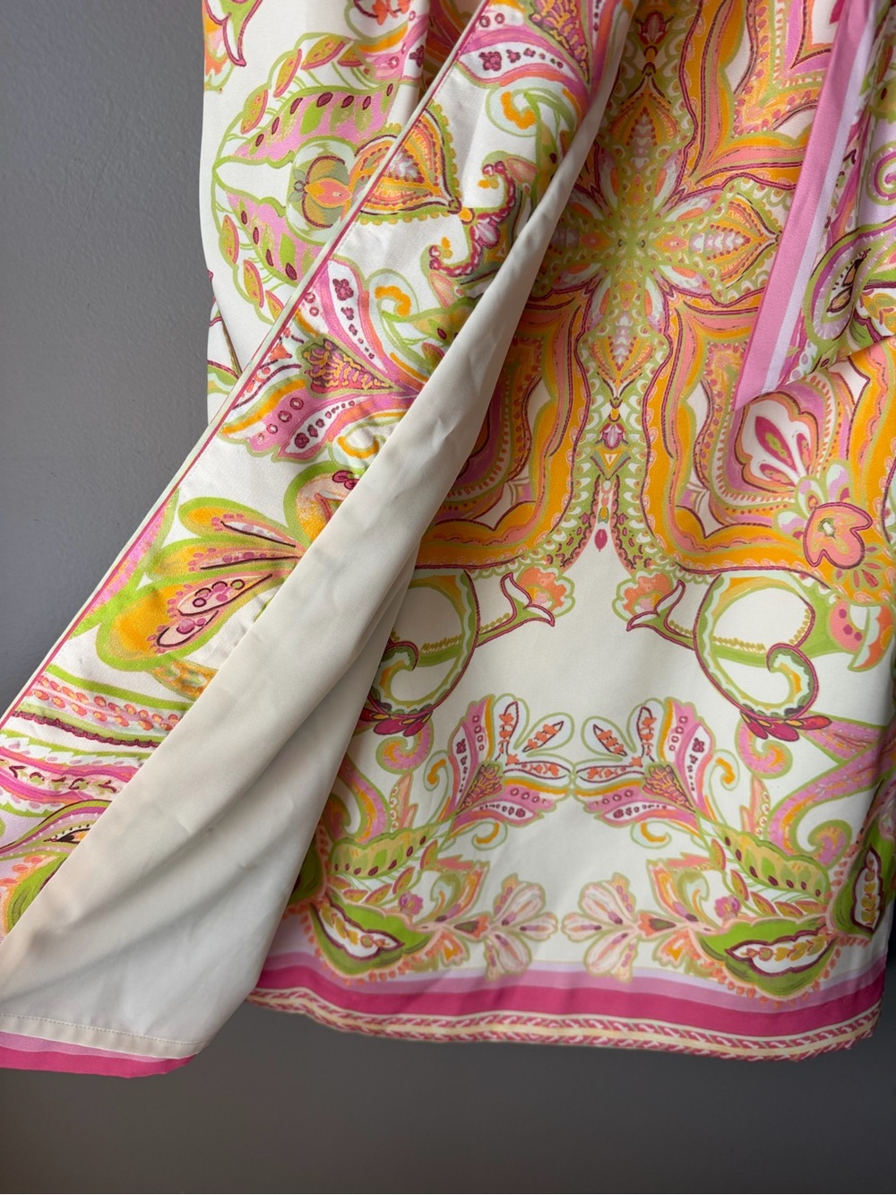 ANTONIO MELANI Pink and Yellow Paisley Scarf Wrap maxi skirt - Picture 4 of 9